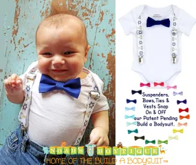 Baby Boy Hanukkah Chanukah Outfit Bow Tie and Suspenders