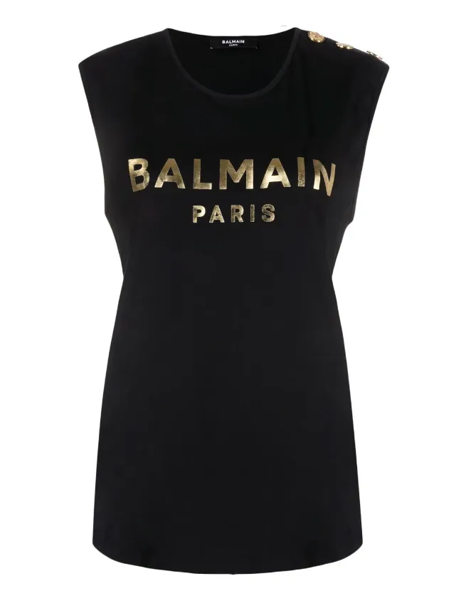 Balmain logo-print sleeveless T-shirt