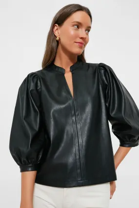 Black Leather Verona Blouse