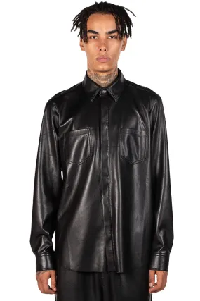 Black Vegan Leather Declan Shirt