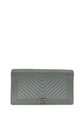 Chanel Quilted Chevron Lambskin Leather Long Boy Wallet﻿