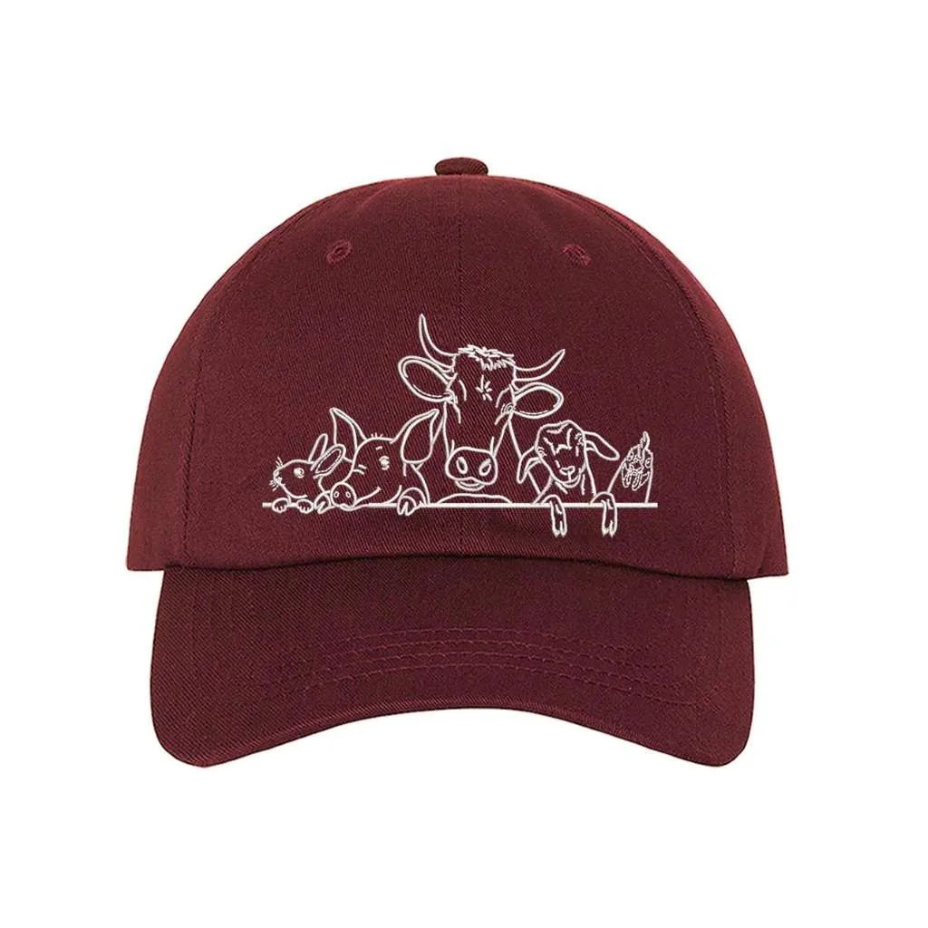 Farm Animals Baseball Hat - Cow Goat and pig Baseball Hat