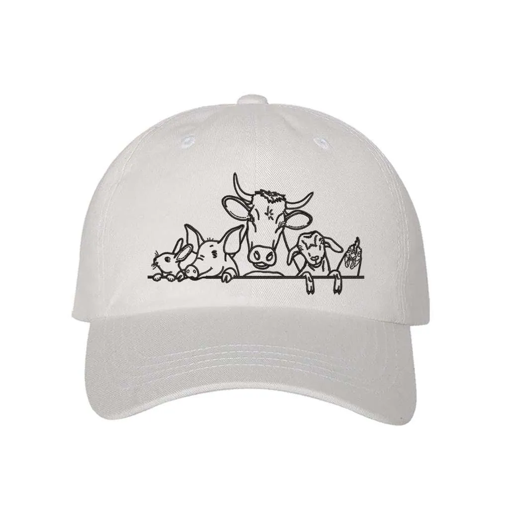 Farm Animals Baseball Hat - Cow Goat and pig Baseball Hat