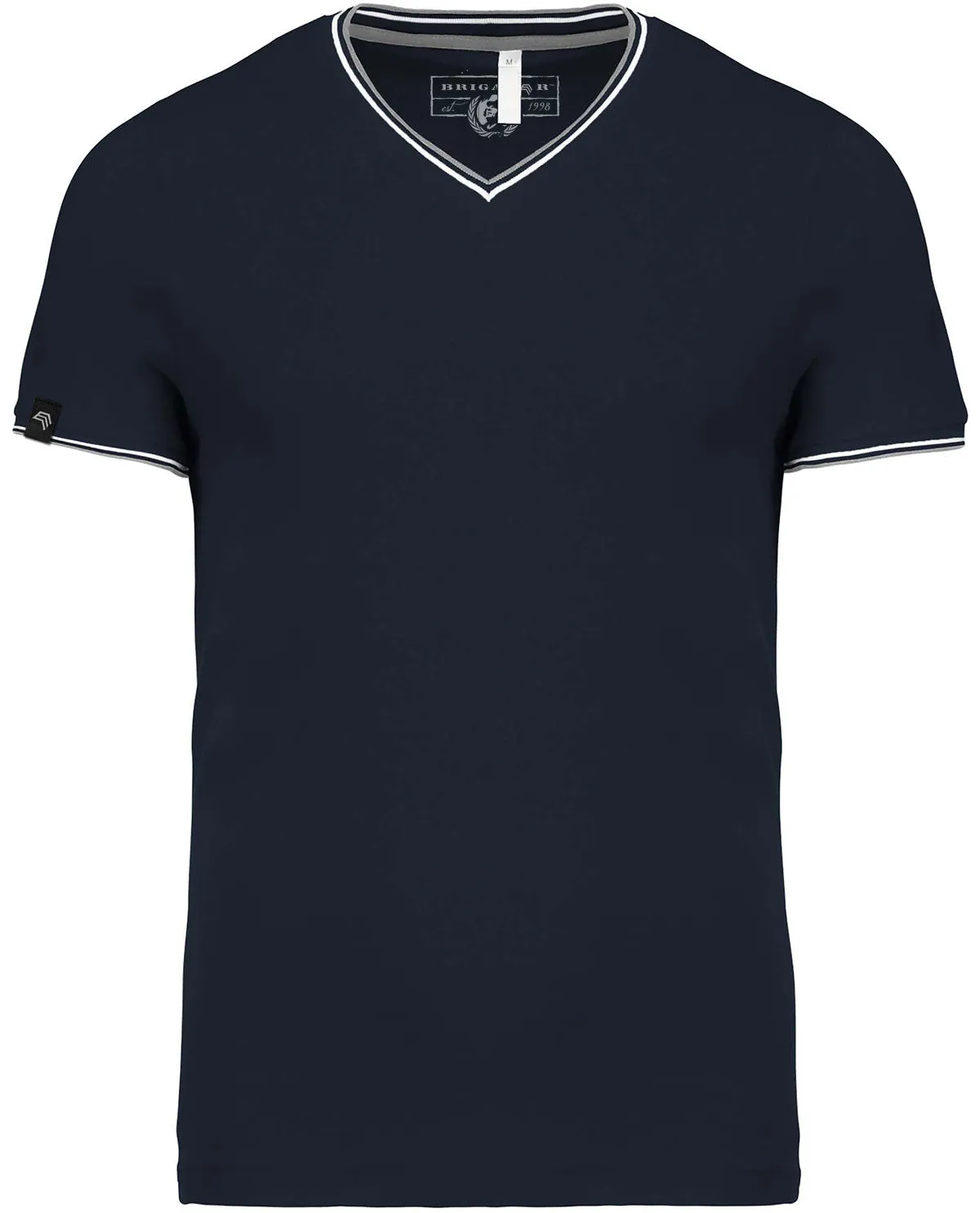 KRB K374 ― Bi-color Piqué-Trikot V-Neck T-Shirt - Navy Blau / Grau / Weiß