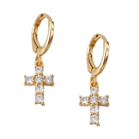 Paris CZ Cross Earrings Dainty