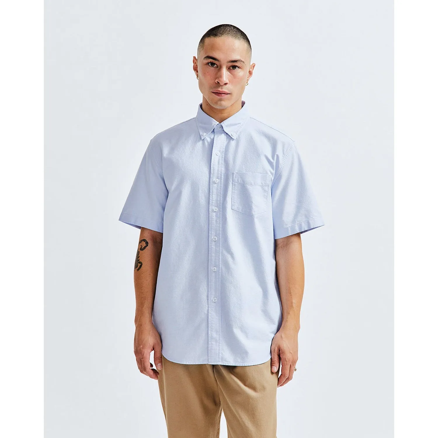 Reigning Champ Men Woven Windsor Oxford Shirt Light Blue RC-8003-LBLU